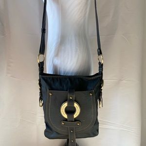 Vintage Valentino Black leather bag bronze ring